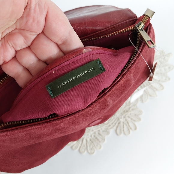 NWT Anthropologie Rust Suede and Patent Leather Pleated Crossbody/clutch - Picture 2 of 11